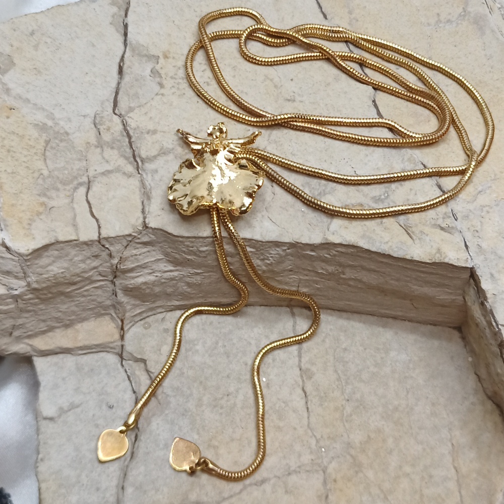 Orchid Garden handcrafted gold dipped real orchid necklace